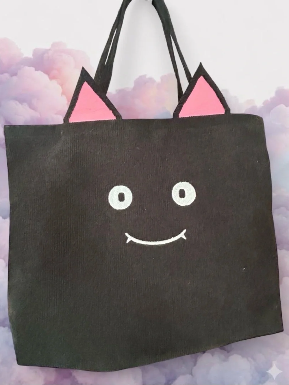 Black Bat Tote Bag with Pink Ears - Brand